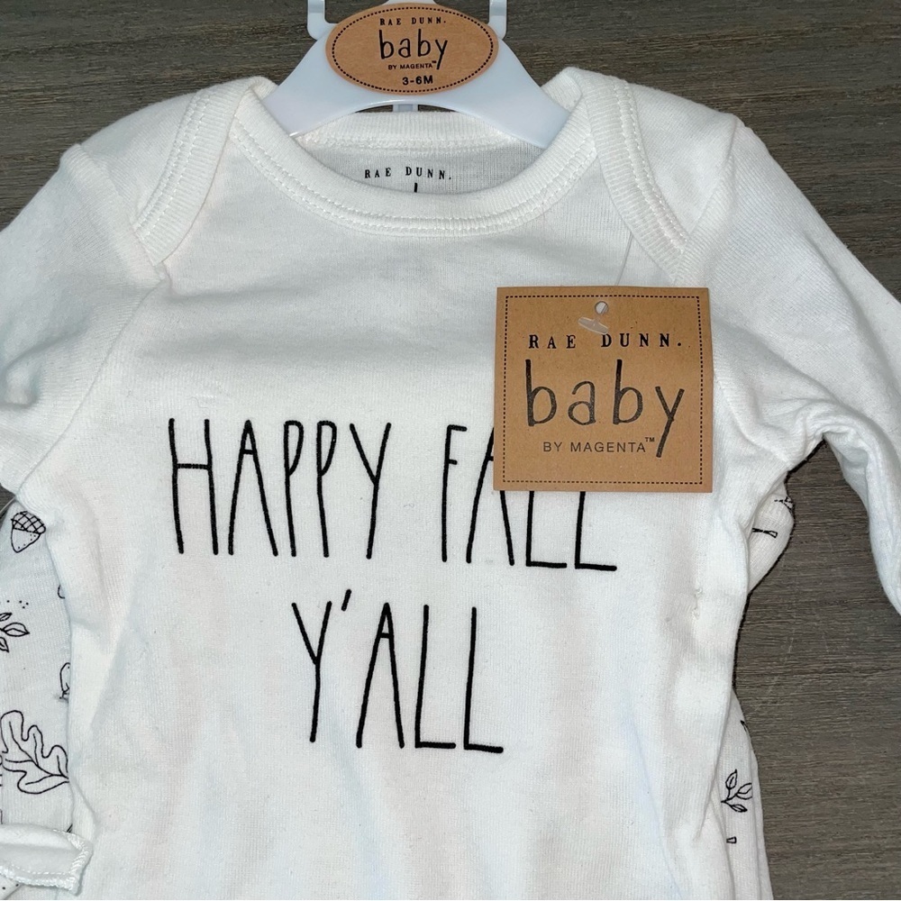 RAE Dunn Baby HAPPY FALL Y’ALL 3 Piece Set, 3-6 Months - Picture 2 of 4